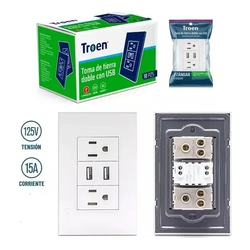 TOMACORRIENTE + USB BLANCO TROEN