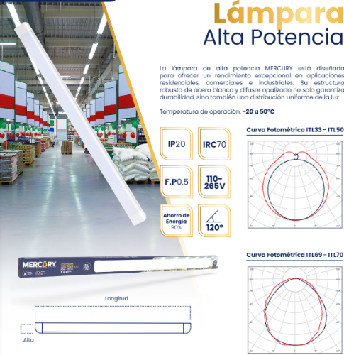 LAMPARA LED ALTA POTENCIA 100W 1.20 MERCURY