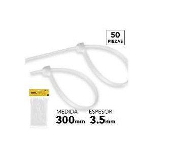 TIRRAP PLASTICO BLANCO 4.8X300MM EXXEL (50PZAS)