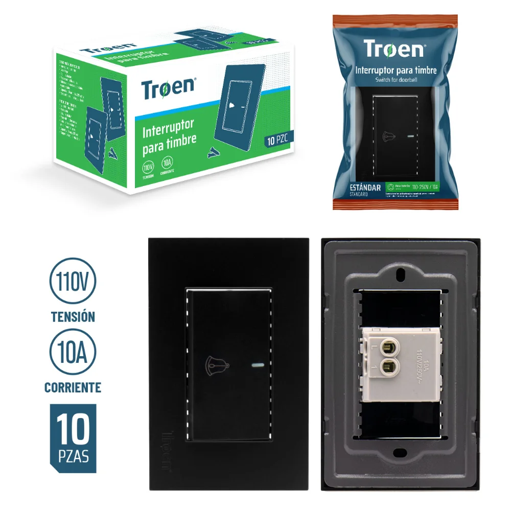 INTERRUPTOR TIMBRE NEGRO TROEN
