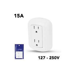 TOMACORRIENTE DOBLE SUPERFICIAL BLANCO 15AMP VITRON