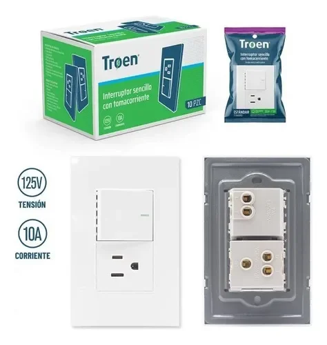 INTERRUPTOR + TOMA BLANCO TROEN