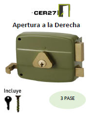 CERRADURA DE SOBREPONER C/VERDE CLINDRO BRONCE FORTEK