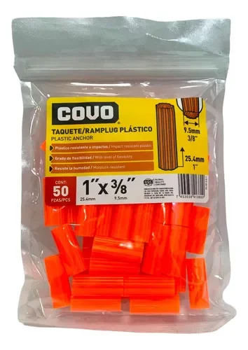 RAMPLUG PLASTICO NARANJA 1X3/8" COVO