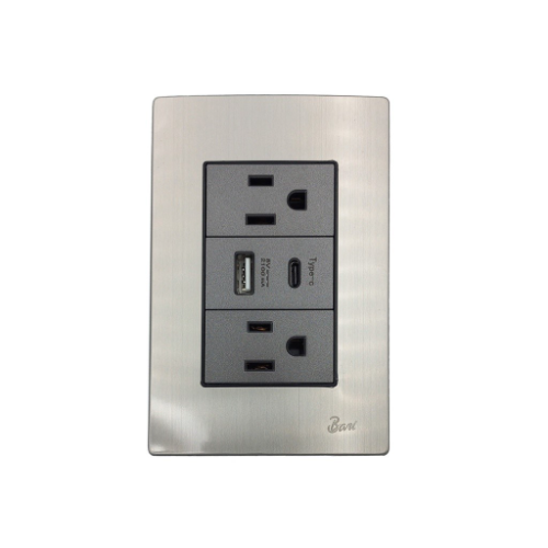 TOMA DOBLE + USB SERIE INOX BARI