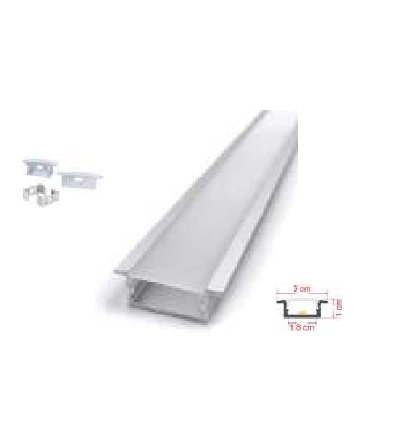 PERFIL ALUMINIO P/EMPOTRAR CINTA LED 2MT ILUM-VEN