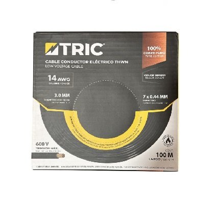 ROLLO CABLE #14 THHN TRIC NEGRO