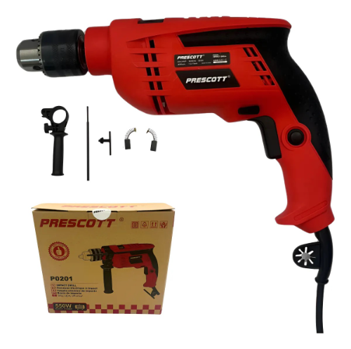 Taladro Percutor 550w 13mm Prescott Rojo Frecuencia 50Hz/60Hz -- P0201