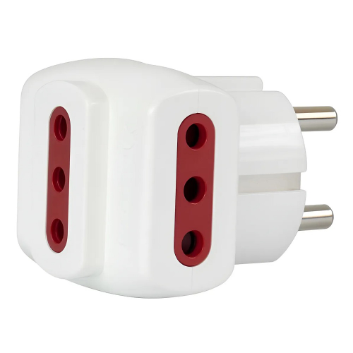 Adaptador .tctes.3x3l A Ficha Schuko Color Blanco