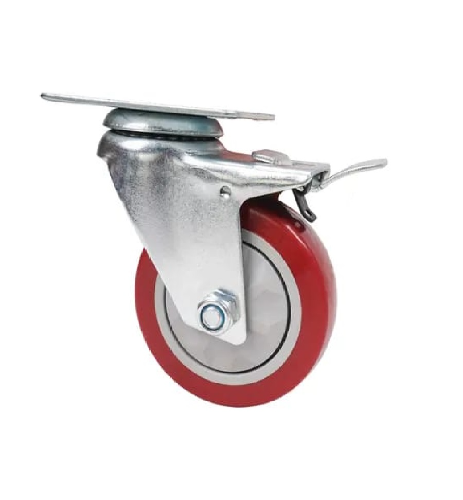 RUEDA ROJA CON FRENO DIAMETRO 3″ M175-06