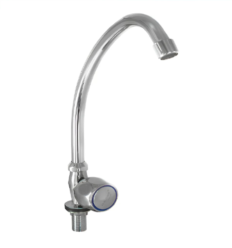 Grifo Canilla De Cocina Metalico Mesada Brazo Alto I Nido Plateado Brillante