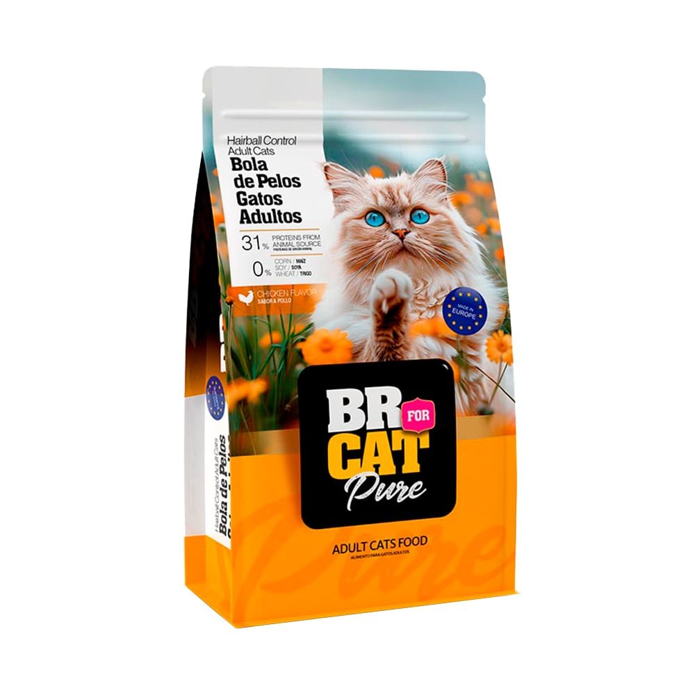 BR FOR CAT ADULTOS BOLA DE PELOS  POLLO X 1 KG