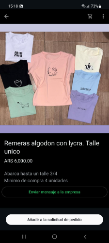 Remera algodon con lycra t.u