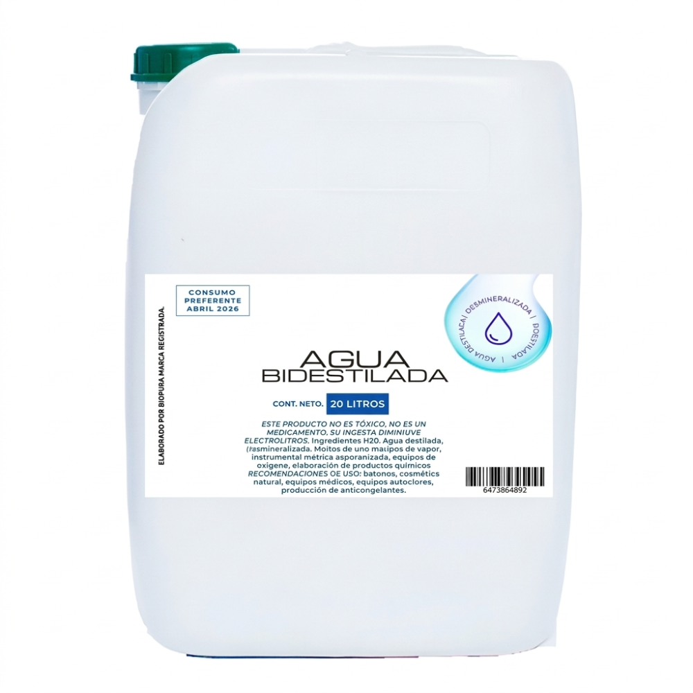 Agua Tridestilada pura certificada Bidón de 20L