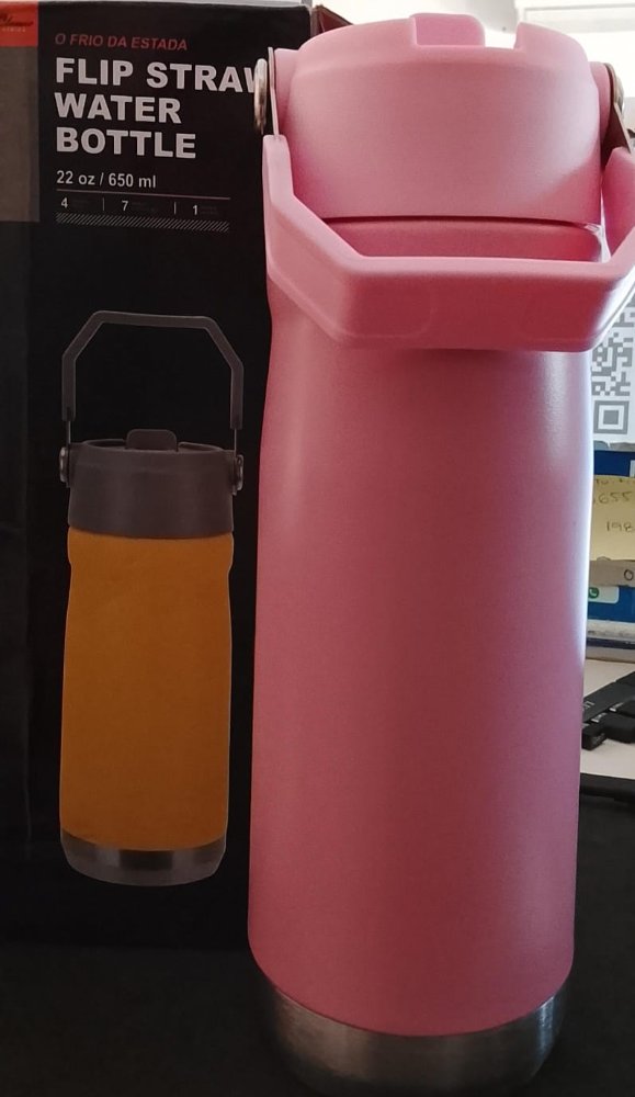 Hoppy rosa 650 ml FLIP STRAW