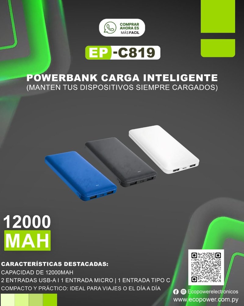 CARGADOR PORTATIL 12000 mAh Ecopower