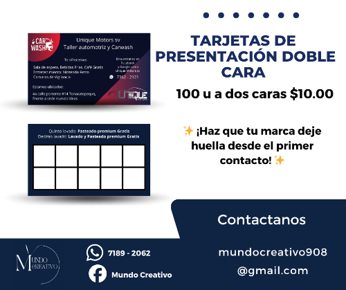 Tarjetas de presentación doble cara