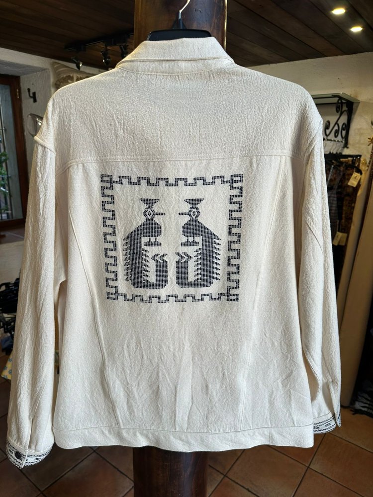 Chaqueta Quetzal Hombre Crudo con Azul.