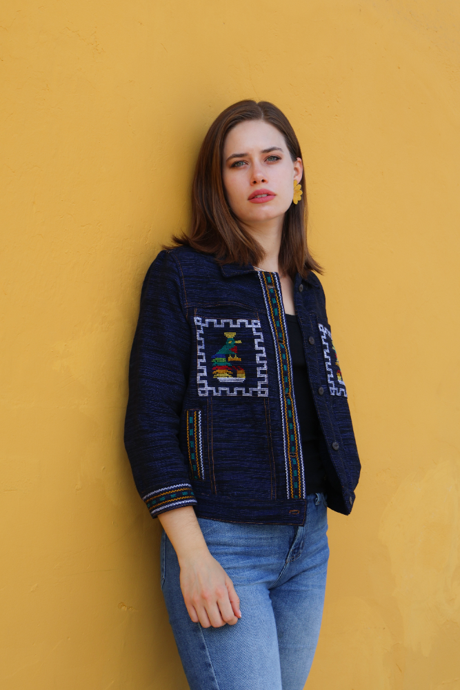 Chaqueta Quetzal Azul con Colores
