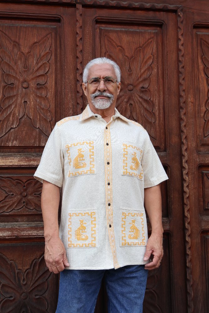 Guayabera Crudo con Dorado M/Corta
