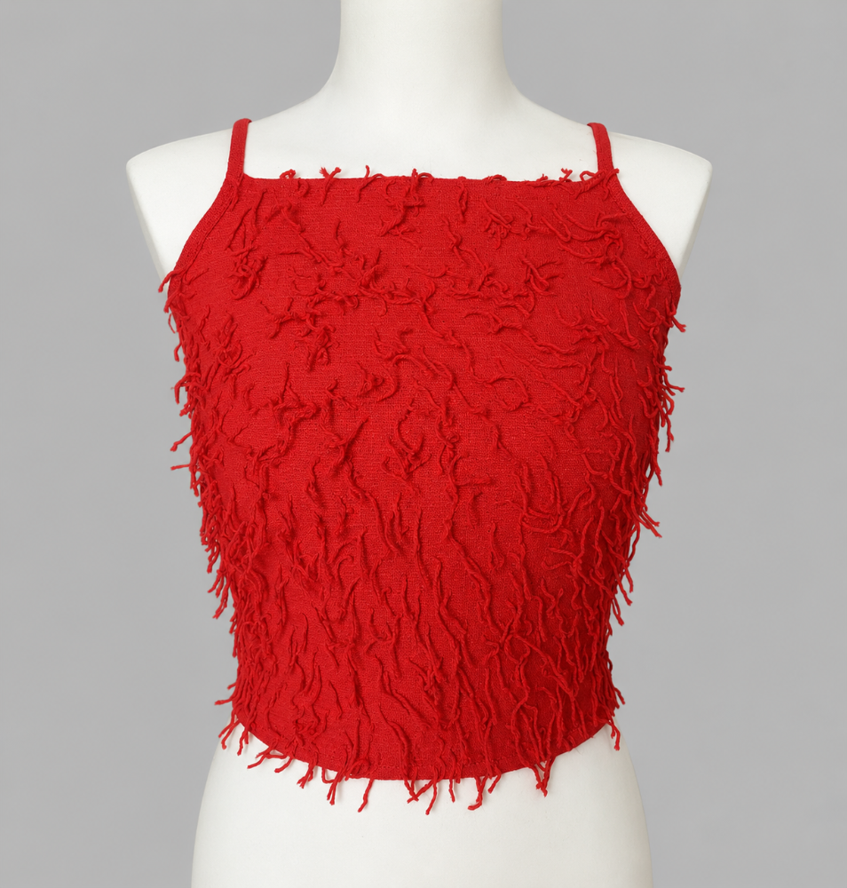 Hi Neck Tie Back Top Chivo Rojo