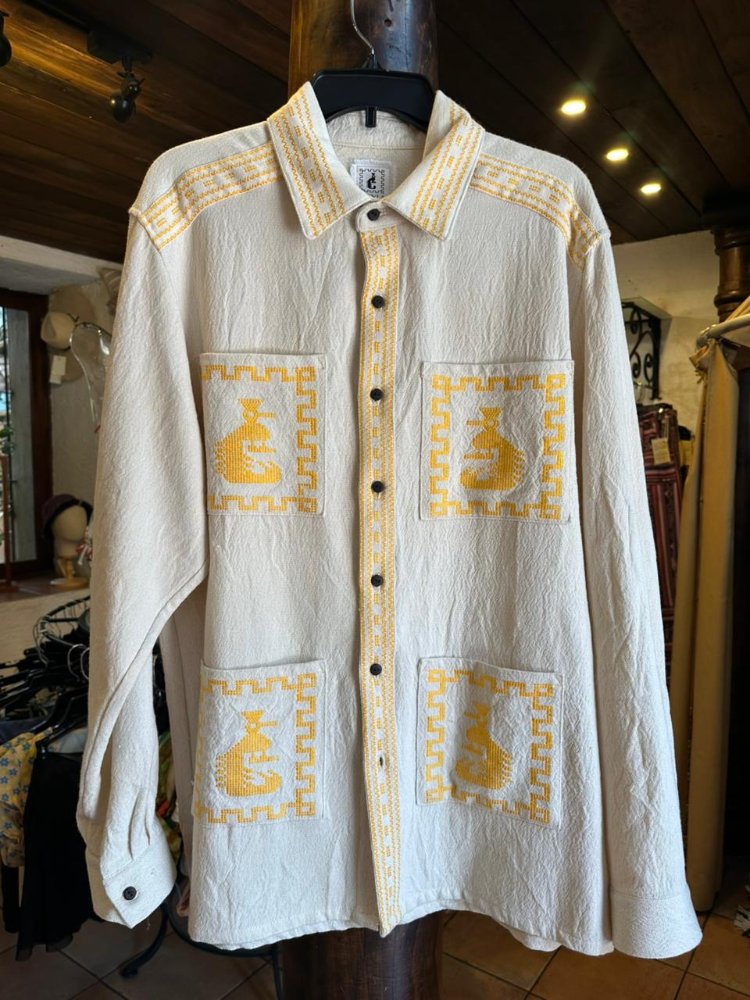 Guayabera Crudo con Dorado M/Larga