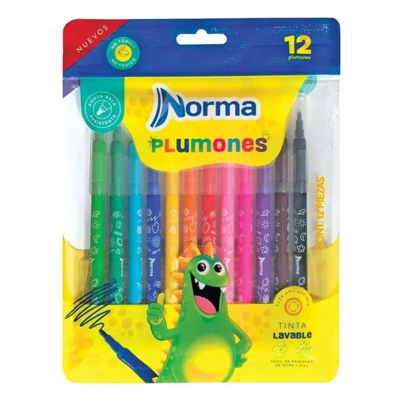 Plumones Marcadores NORMA 12 pza