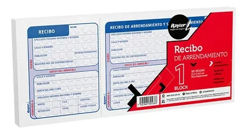 Recibo de arrendamiento Rayter Block 50pzas