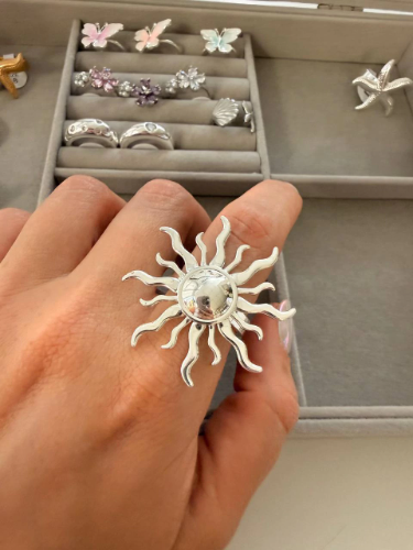 anillo sol acero blanco