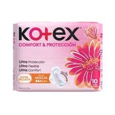 TOALLAS KOTEX ULTRA DELGADA COMFORT Y PROTECCION X 10 UNIDADES kimberly
