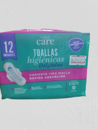 TOALLAS SUPPRA CARE X 12 DELGADA TIPO MALLA