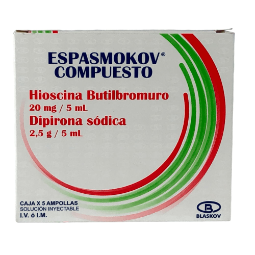 ESPASMOKOV COMPUESTO (HIOSCINA 20 MG/DIPIRONA 2.5GR)UNIDAD BLASKOV