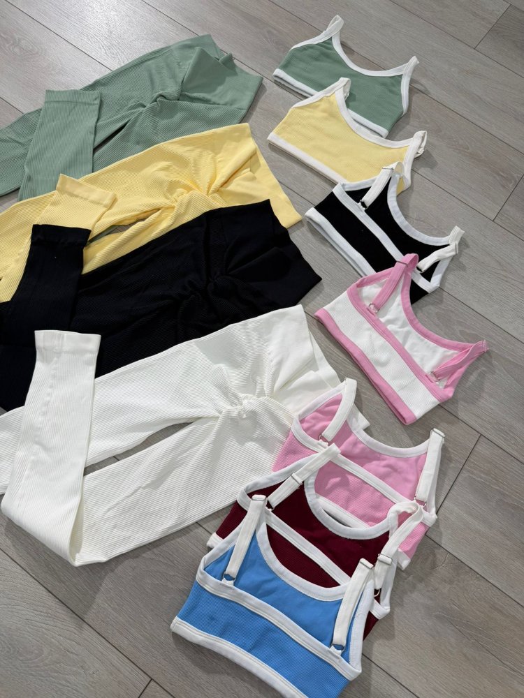 SET LICRA + TOP PREM SESGO-U-NEGRO-BEIGE-VERDE-VINO