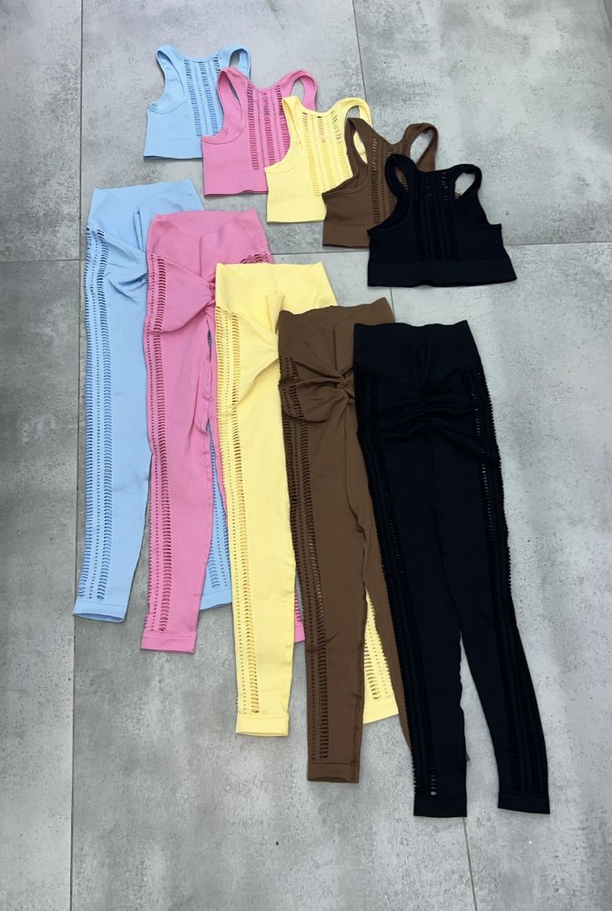 SET LICRA + TOP PREMIUM ROTOS-U-ROSA-AMARILLO