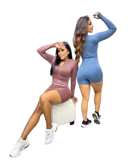 ENTERIZO corto m/ larga S/COSTURAS-L-CAFE BEIGE AZUL NEGRO