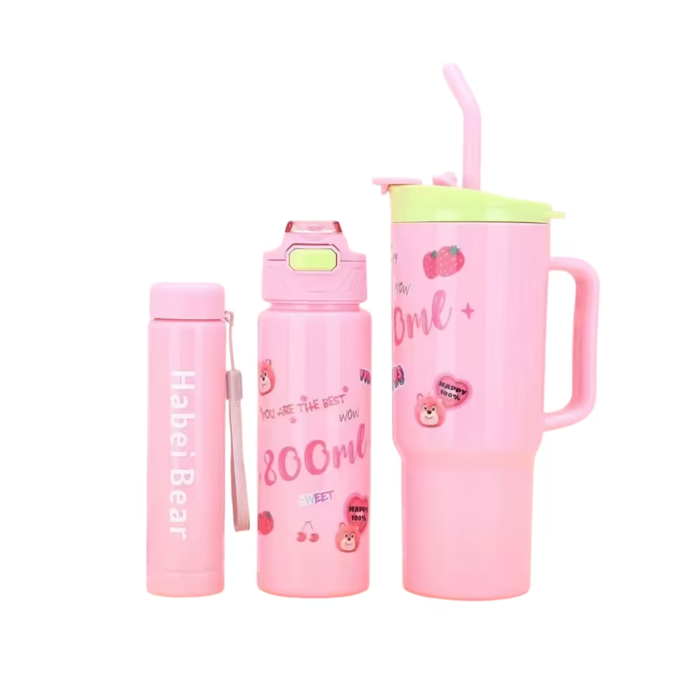 Set Vaso con Sorbito + dos botellas.