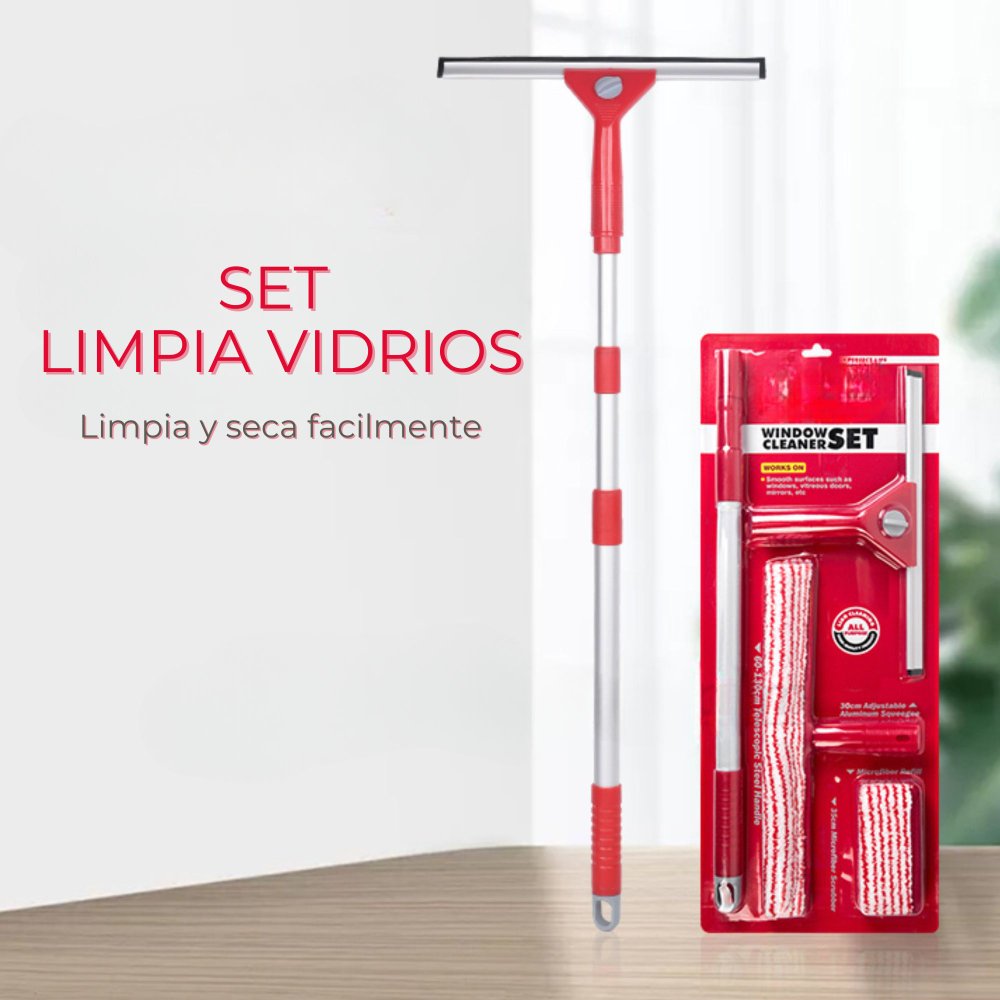Set Limpiador de Ventanas 130cm Extensible