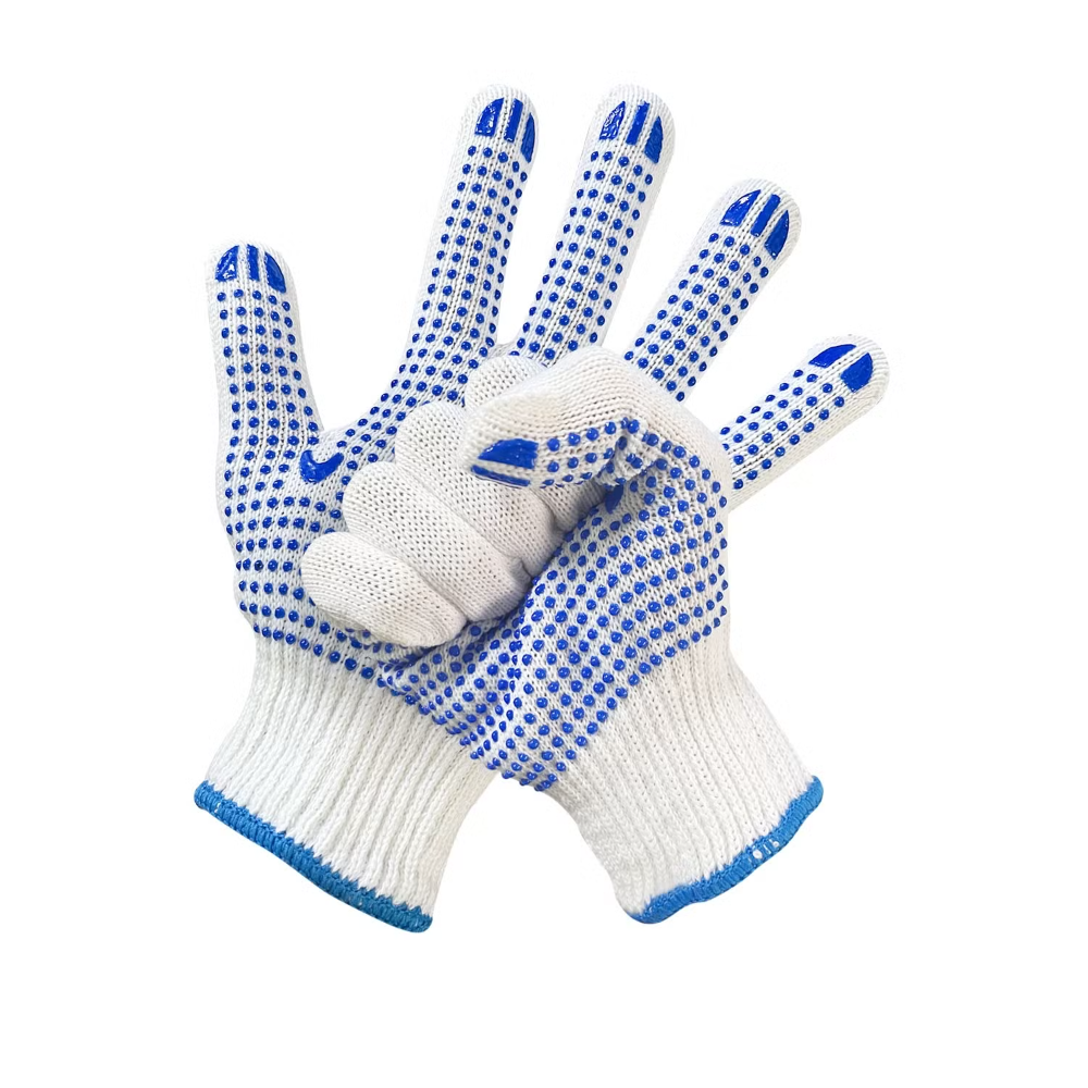 Guantes tejido punto gris Pvc