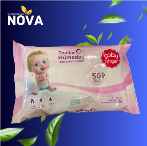 TOALLA HUMEDAD ROSADA BABY FINGER 50UND