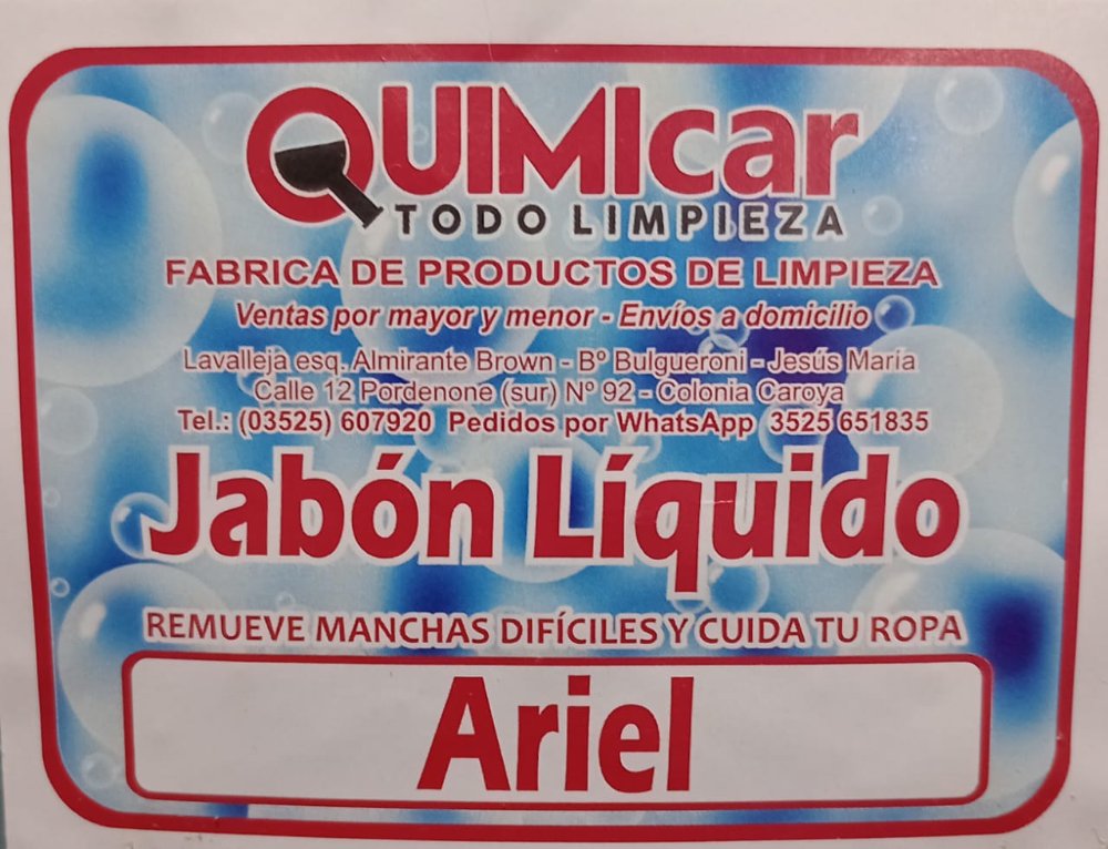 Ariel 20 lts jabon liquido  quimicar
