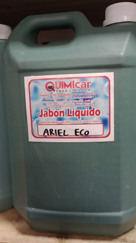Ariel eco 200 lts o + jabon liquido  quimicar