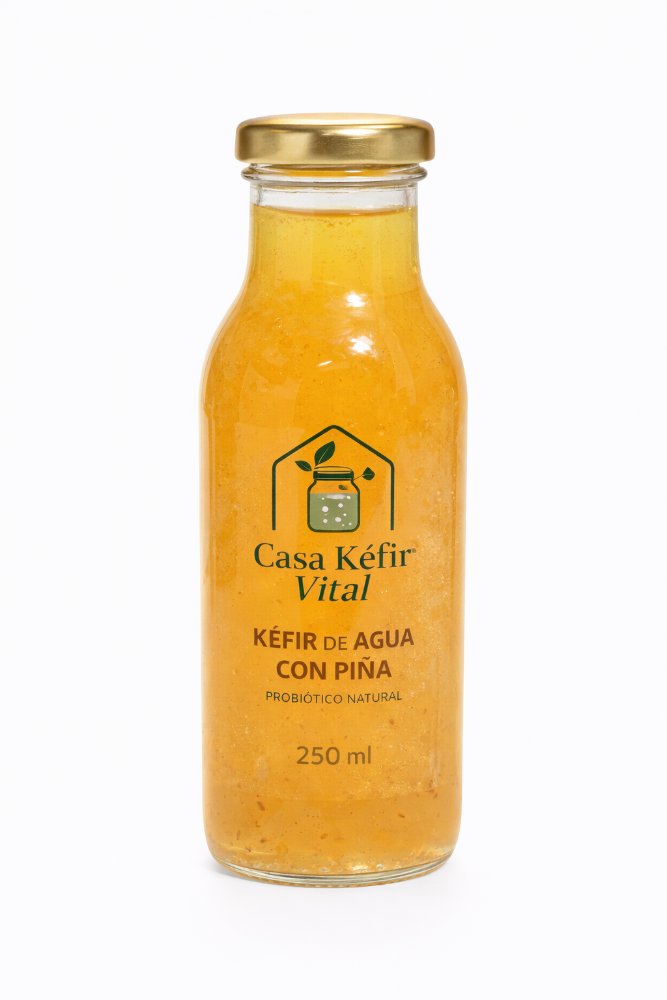 KÉFIR DE AGUA SABOR A PIÑA 250 ml - Bebida probiótica artesanal