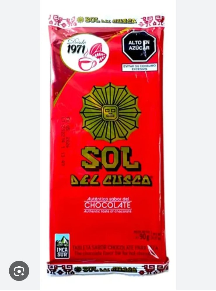 CHOCOLATE SOL DEL CUSCO 90 GR
