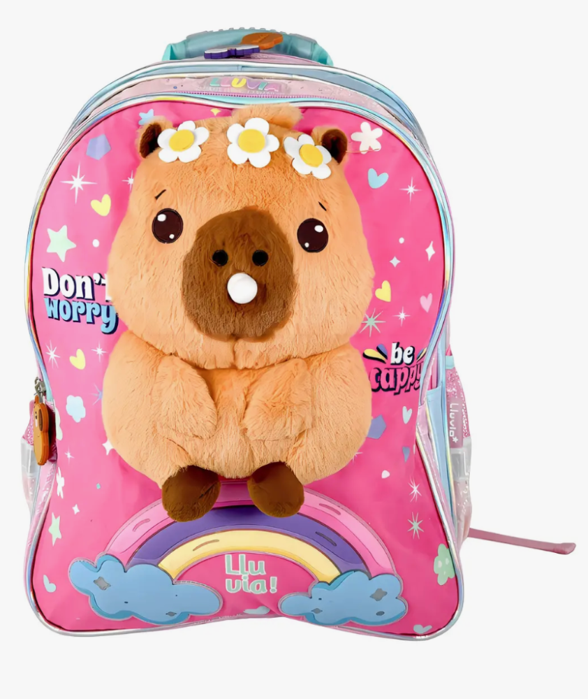 BACKPACK PRIMARIA CAPIBARA DE PELUCHE