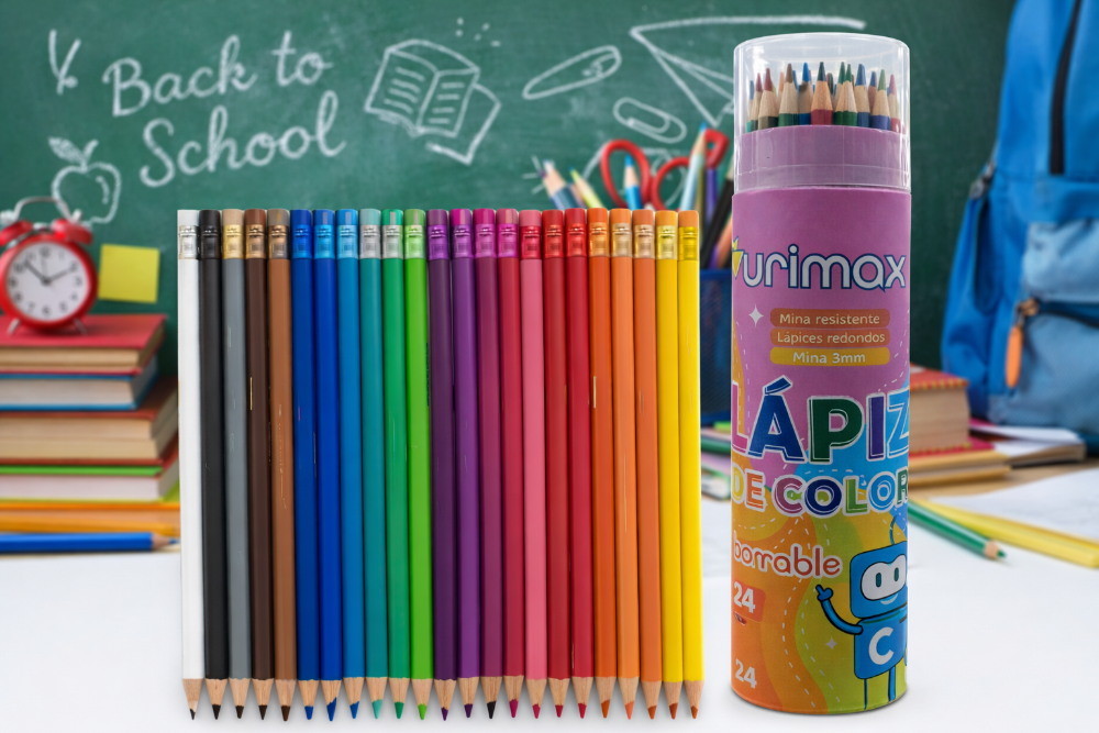 24 COLORES DE PLASTICO BORRABLE CON GOMA COMBINADO