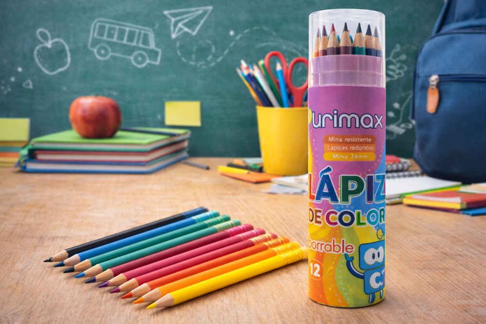 12 COLORES DE PLASTICO BORRABLE CON GOMA COMBINADO