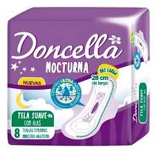 Toallas Femeninas Doncella Nocturnas Con Alas Sin Deo x8 unidades