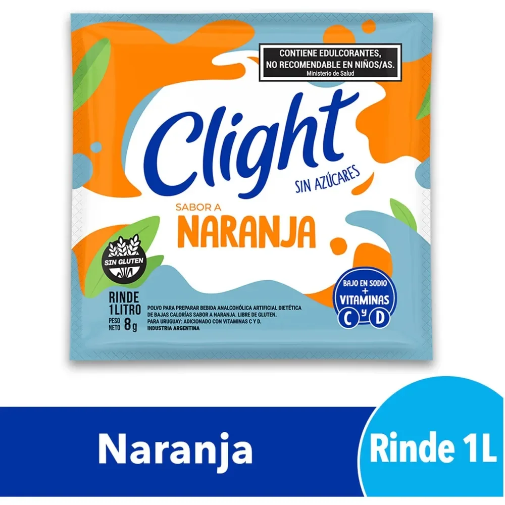 Jugo en Polvo Clight Naranja 8 grs