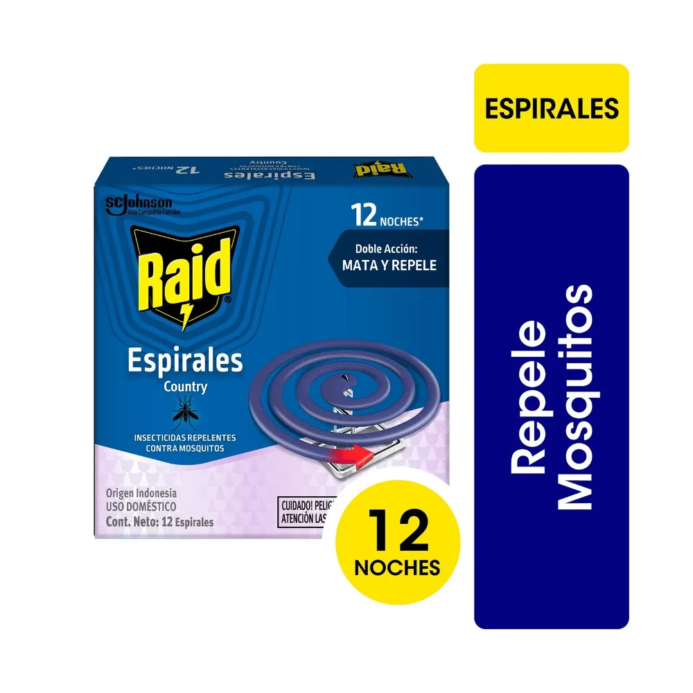 espiral raid  (caja)   Raid Insecticida Raid Repele Mosquitos Country Fresh en Espiral 12 uni