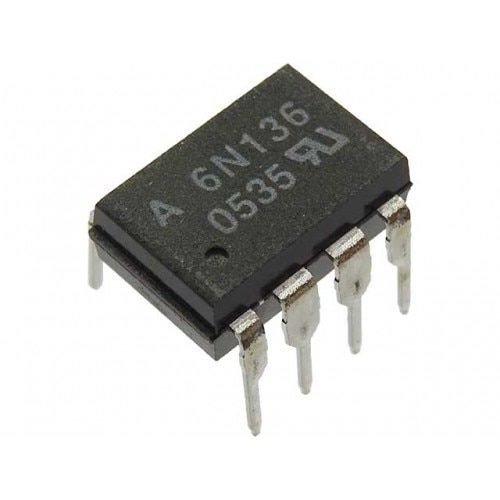 6N136 Optoacoplador Transistor con base Salida 5300Vrms 1 canales 8-DIP Vishay